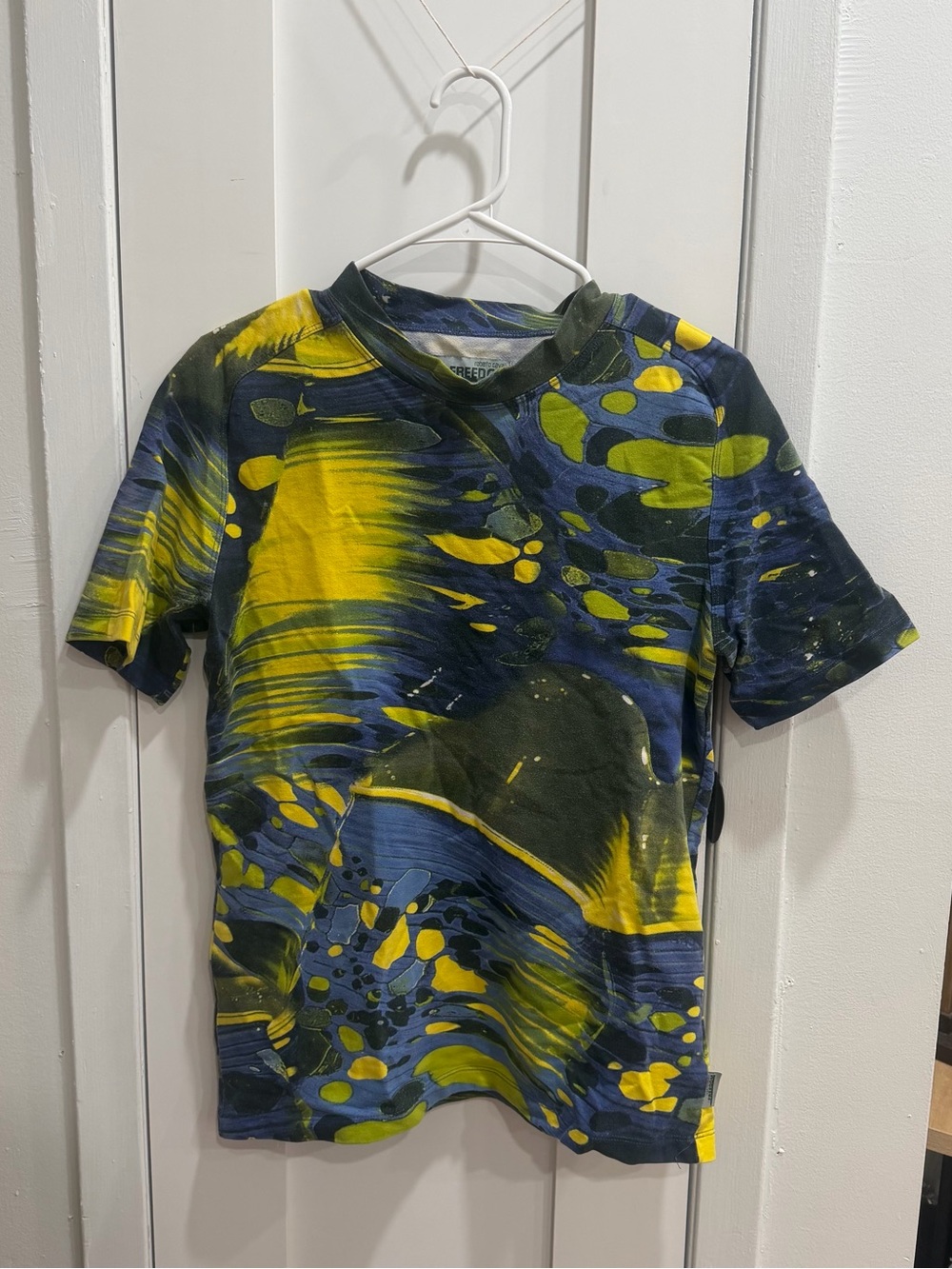 Roberto Cavalli Mens Short Sleeve Tie-Dye Tee in Yellow & Blue